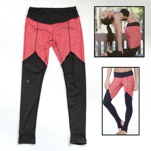 Balini Stirrup Diva Athletic Yoga/Pilates Legging in Orange/Black Size M